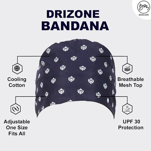 BISMAADH Bamboo Cotton Sikh Symbol Khanda Printed Patka Durag Headcover Skull Cap Beanies in Saudi Arabia