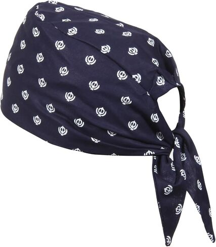 BISMAADH Bamboo Cotton Sikh Symbol Khanda Printed Patka Durag Headcover Skull Cap Beanies in Saudi Arabia