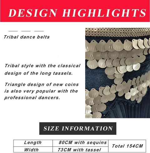 Triangle Shells Coins Pattern Belly Dance Long Tassel Hip Scarf Festival Costume Women Dance Wear Accessories Belt in Saudi Arabia