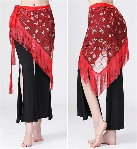 Women Belly Dance Hip Scarf Triangle Belt Skirt with Fringe in Saudi Arabia