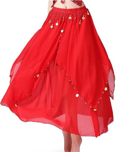 TWINKLEDE Women Belly Dance Skirts Chiffon Swing Skirt with Cion Indian Dance Costume for Women in Saudi Arabia