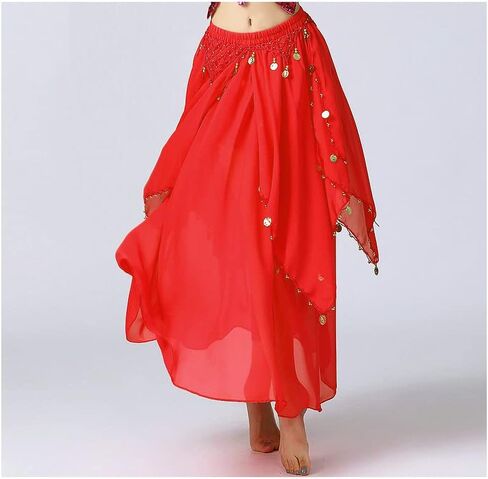 TWINKLEDE Women Belly Dance Skirts Chiffon Swing Skirt with Cion Indian Dance Costume for Women in Saudi Arabia