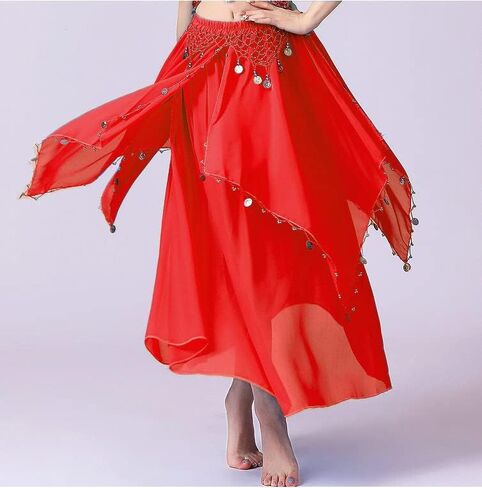 TWINKLEDE Women Belly Dance Skirts Chiffon Swing Skirt with Cion Indian Dance Costume for Women in Saudi Arabia