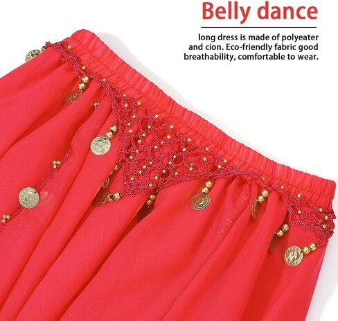 TWINKLEDE Women Belly Dance Skirts Chiffon Swing Skirt with Cion Indian Dance Costume for Women in Saudi Arabia