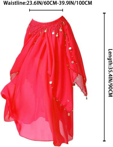 TWINKLEDE Women Belly Dance Skirts Chiffon Swing Skirt with Cion Indian Dance Costume for Women in Saudi Arabia