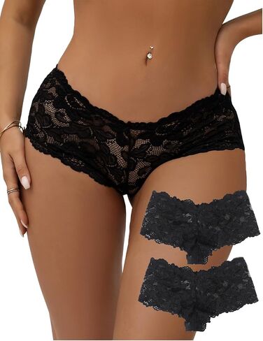 comeondear Plus Size Panties Sexy Lace Thongs for Women Cheeky Underwear Hipster Briefs Seamless Boyshorts in Saudi Arabia