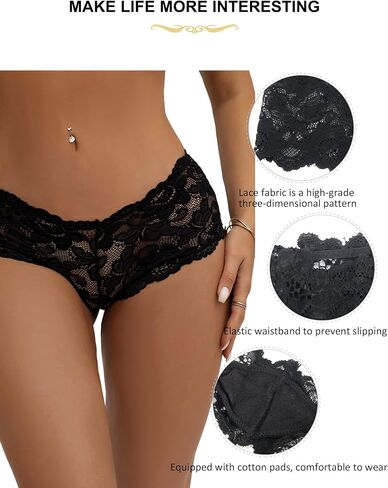 comeondear Plus Size Panties Sexy Lace Thongs for Women Cheeky Underwear Hipster Briefs Seamless Boyshorts in Saudi Arabia