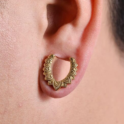 PUNKYOUTH 2PCS Opening Ear Gauges Stream lines Ear Stretchers Hangers Brass Cool Saddle Plug and Tunnels For Ear Double Flared Piercings 0g to 1 inch in Kuwait