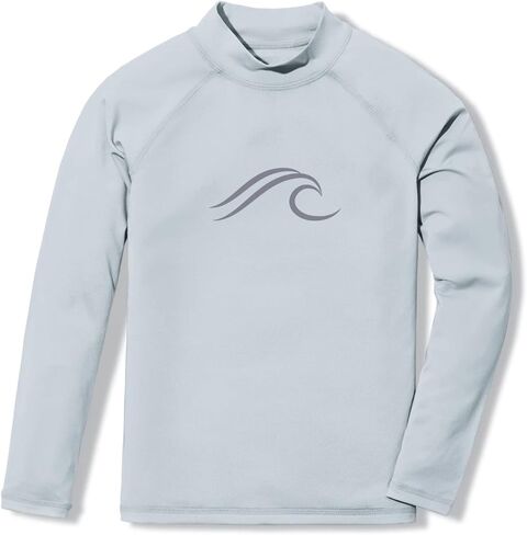 ATHLIO Boys' Long Sleeve Rash Guard Swimsuit, UV/SPF Water Beach Surf Swim Shirts, UPF 50+ Sun Protection Swimwear Top in Kuwait