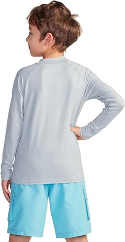 ATHLIO Boys' Long Sleeve Rash Guard Swimsuit, UV/SPF Water Beach Surf Swim Shirts, UPF 50+ Sun Protection Swimwear Top in Kuwait