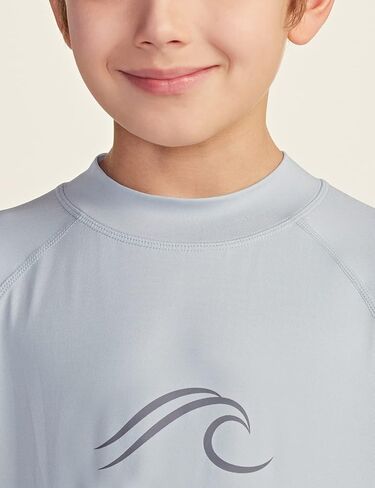ATHLIO Boys' Long Sleeve Rash Guard Swimsuit, UV/SPF Water Beach Surf Swim Shirts, UPF 50+ Sun Protection Swimwear Top in Kuwait