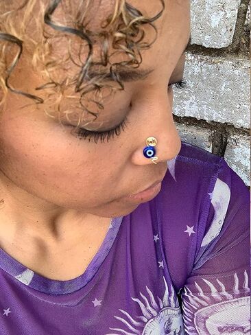 SKNGMO 3 قطع حلقة أنف عين شريرة، مشبك أنف غير مثقوب، حلقة أنف وهمية للنساء والرجال، حماية العين التركية، صفعة أنف مطلية بالذهب، مجوهرات الجسم الصيفية in Kuwait