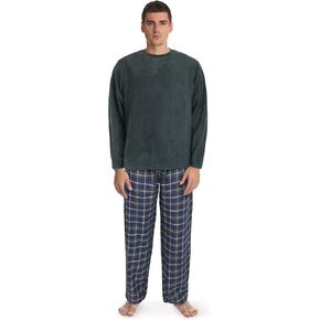 طقم بيجامة رجالي Fruit of the Loom مع بنطال من الفلانيل وطاقم من الصوف الدقيق طقم ملابس مريحة للرجال مكون من قطعتين in Kuwait