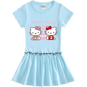 فستان التنس للفتيات من KwahKwah، تنورة رياضية قطنية بطيات من Hellokitty للأطفال من عمر 3 إلى 9 سنوات in Kuwait