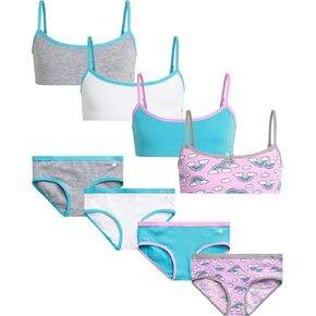 مجموعة حمالة صدر تدريب للفتيات محدودة جدًا - 8 قطع من حمالة الصدر القطنية وسروال داخلي هيبستر (الحجم: S-L) in Kuwait