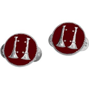 Red 2 Parallel Fire Bugles Round Disc Collar Insignia