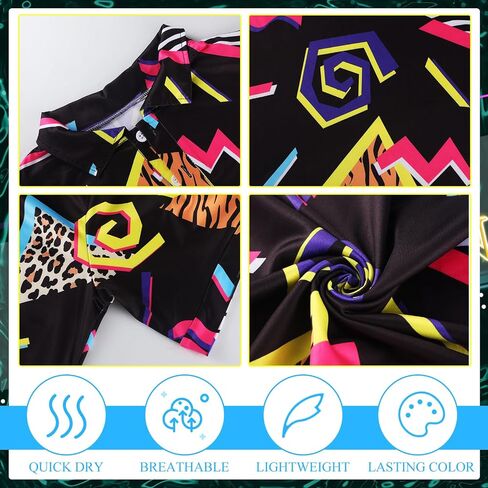 Foaincore 80s 90s قمصان للرجال 80s 90s قميص هاواي صيفي ريترو ديسكو ملابس تنكرية غير رسمية لحفلات الصيف والشاطئ in Saudi Arabia