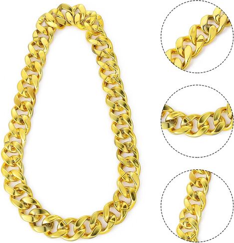Yolev 80s 90s Costumes Outfits, Dollar Sign Necklace 90s Outfit for Men Fake Gold Chain 80s Accessories for Women Men Party Accessories Hippie Costume Set Funky Afro Wig Sunglasses in Saudi Arabia