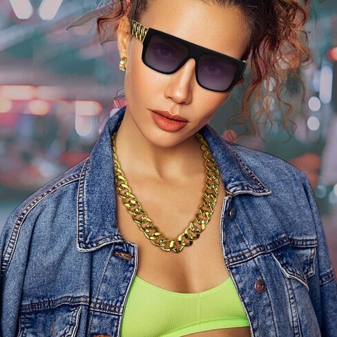 Jstyle Hip Hop Costume Kit Rapper Sunglasses Gold Dollar Sign Pendant Necklaces Gold Ring 80s/90s Rapper Accessories in Saudi Arabia