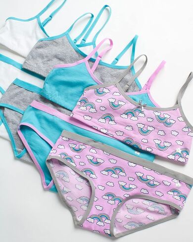 مجموعة حمالة صدر تدريب للفتيات محدودة جدًا - 8 قطع من حمالة الصدر القطنية وسروال داخلي هيبستر (الحجم: S-L) in Kuwait