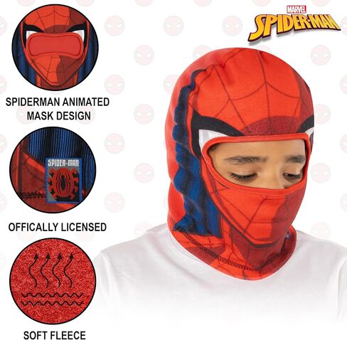 Spiderman Boys Fleece Hat with Eye Mask Cutout - Winter Beanie & Spiderman Halloween Mask Combo Hat in Saudi Arabia