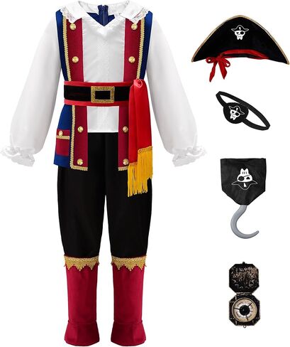 ReliBeauty Pirate Costume for Kids Toddler Boys Pirate Costume with Accessories in Saudi Arabia