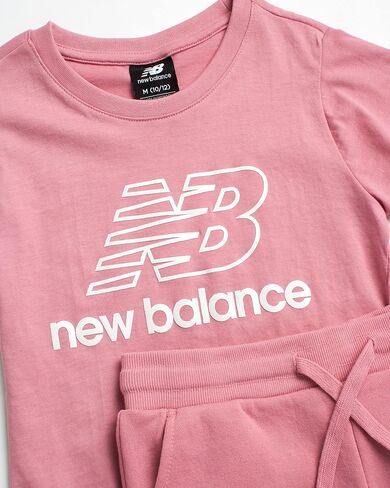New Balance Girls' Shorts Set - 2 Piece Short Sleeve T-Shirt and French Terry Shorts (7-16), Size 7-8, Rose in Saudi Arabia