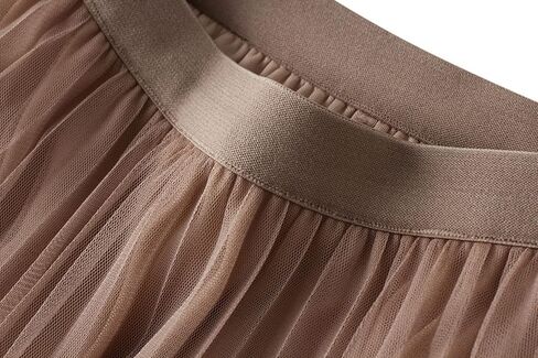 Oaovo Women's Casual A-Line Elastic Waist Bow Tie Lace Embroidered Skirts Multi-Layer Mesh Tulle Skirt in Kuwait