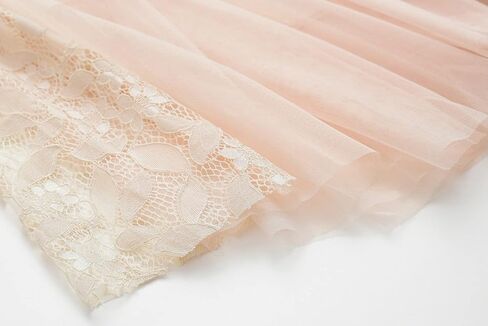 Oaovo Women's Casual A-Line Elastic Waist Bow Tie Lace Embroidered Skirts Multi-Layer Mesh Tulle Skirt in Kuwait