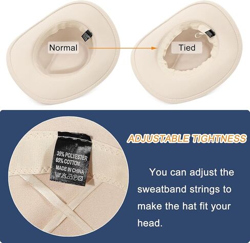 قبعة رعاة البقر من GEMVIE للرجال والنساء كلاسيكية قابلة للسحق بحافة رعاة البقر وإبزيم حزام رعاة البقر الغربي وقبعة راعية البقر in Kuwait