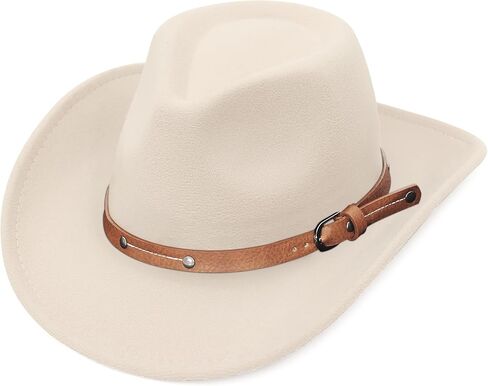 قبعة رعاة البقر من GEMVIE للرجال والنساء كلاسيكية قابلة للسحق بحافة رعاة البقر وإبزيم حزام رعاة البقر الغربي وقبعة راعية البقر in Kuwait