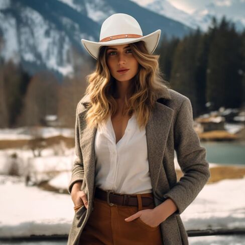 قبعة رعاة البقر من GEMVIE للرجال والنساء كلاسيكية قابلة للسحق بحافة رعاة البقر وإبزيم حزام رعاة البقر الغربي وقبعة راعية البقر in Kuwait