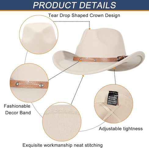 قبعة رعاة البقر من GEMVIE للرجال والنساء كلاسيكية قابلة للسحق بحافة رعاة البقر وإبزيم حزام رعاة البقر الغربي وقبعة راعية البقر in Kuwait