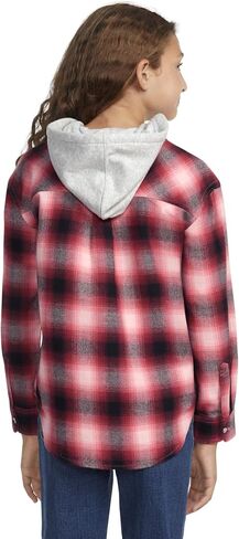 Levi's® Girl's Long Sleeve Hooded Flannel Top (Big Kids) in Saudi Arabia