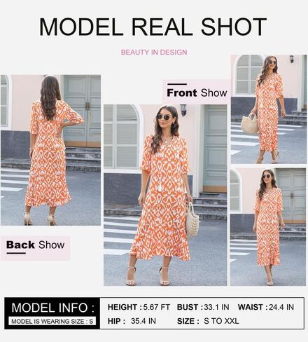 Dokotoo Women Boho Summer Dress 2024 Frill Short Sleeve Tassel V Neck Ruffle Flowy A-Line Maxi Dresses in Kuwait