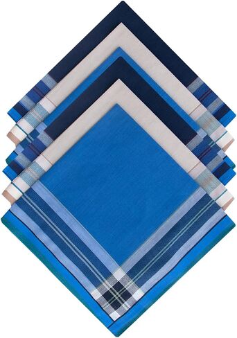 Mens Plaid Cotton Handkerchief Soft Hankies, Gift Set, Pack of 6 in Saudi Arabia