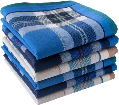 Mens Plaid Cotton Handkerchief Soft Hankies, Gift Set, Pack of 6 in Saudi Arabia