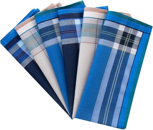 Mens Plaid Cotton Handkerchief Soft Hankies, Gift Set, Pack of 6 in Saudi Arabia