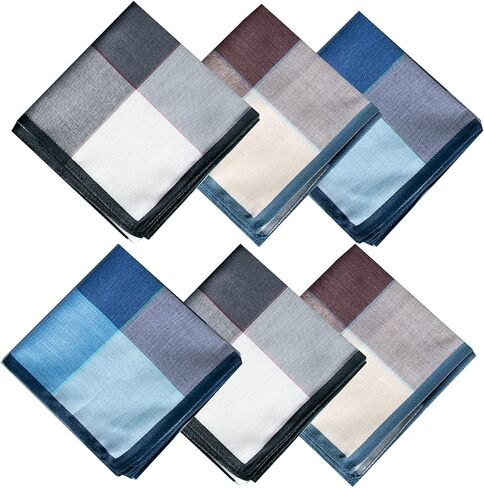 Mens Plaid Cotton Handkerchief Soft Hankies, Gift Set, Pack of 6 in Saudi Arabia