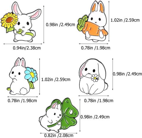 LUOZZY 10 PCS Cute Bunny Carrot Brooch Easter Enamel Pins Set Cartoon Rabbit Flower Badges Hats Bags Backpack Lapel Pins Accessory for Kids Girls in Saudi Arabia