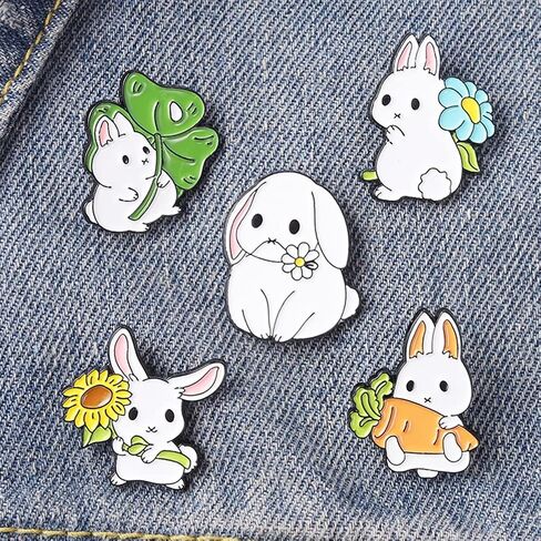 LUOZZY 10 PCS Cute Bunny Carrot Brooch Easter Enamel Pins Set Cartoon Rabbit Flower Badges Hats Bags Backpack Lapel Pins Accessory for Kids Girls in Saudi Arabia