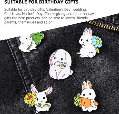 LUOZZY 10 PCS Cute Bunny Carrot Brooch Easter Enamel Pins Set Cartoon Rabbit Flower Badges Hats Bags Backpack Lapel Pins Accessory for Kids Girls in Saudi Arabia
