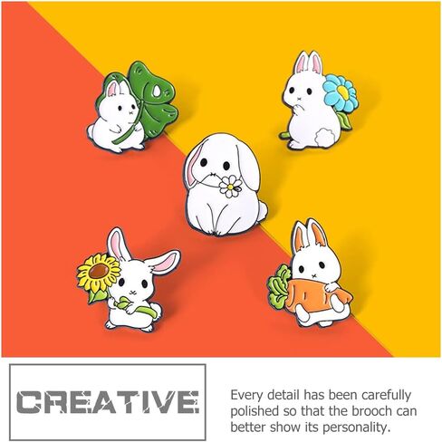 LUOZZY 10 PCS Cute Bunny Carrot Brooch Easter Enamel Pins Set Cartoon Rabbit Flower Badges Hats Bags Backpack Lapel Pins Accessory for Kids Girls in Saudi Arabia