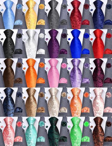 GUSLESON 3.15"（8cm） Mens Paisley Tie and Lapel Pin Necktie Hankerchief Cufflinks Set for Men in Kuwait