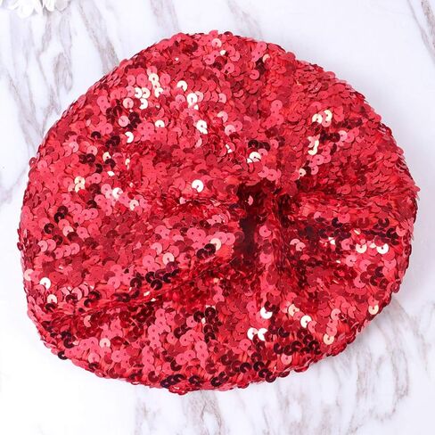 TENDYCOCO Sequin Beret Hat Shining Beanie Cap Sparkle Beanie Hat Fashion Beret for Women Red in Kuwait