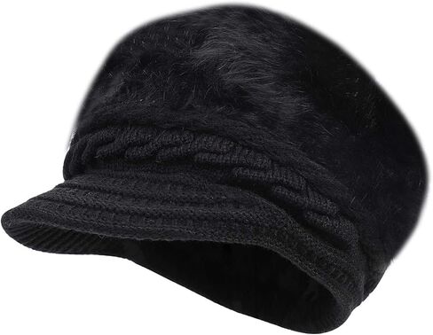 Women Newsboy Hat Faux Wool Peaked Beret Cap Knit Visor Beanie Hat Winter Warm Baker Boy Hat in Saudi Arabia
