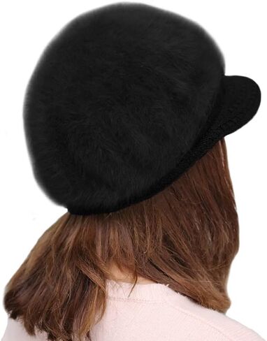 Women Newsboy Hat Faux Wool Peaked Beret Cap Knit Visor Beanie Hat Winter Warm Baker Boy Hat in Saudi Arabia