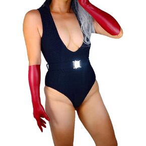 LLDLLTN Women Fashion Long Colorful Latex Gloves 16" PU Faux Rubber Ultra Thin Stretch for Cosplay Costomes