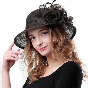 HATAMOTO Women's Organza Kentucky Derby Fascinator Hat Cloche Bowler Hat Cocktail Tea Party Wedding Sun Hat in Kuwait