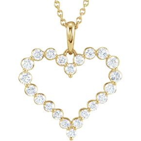 Diamond2Deal 14K Gold Round Diamond Heart Pendant 18" Necklace Gift for Women (Color G-H, Clarity I2-I3, 1 Cttw) in Kuwait